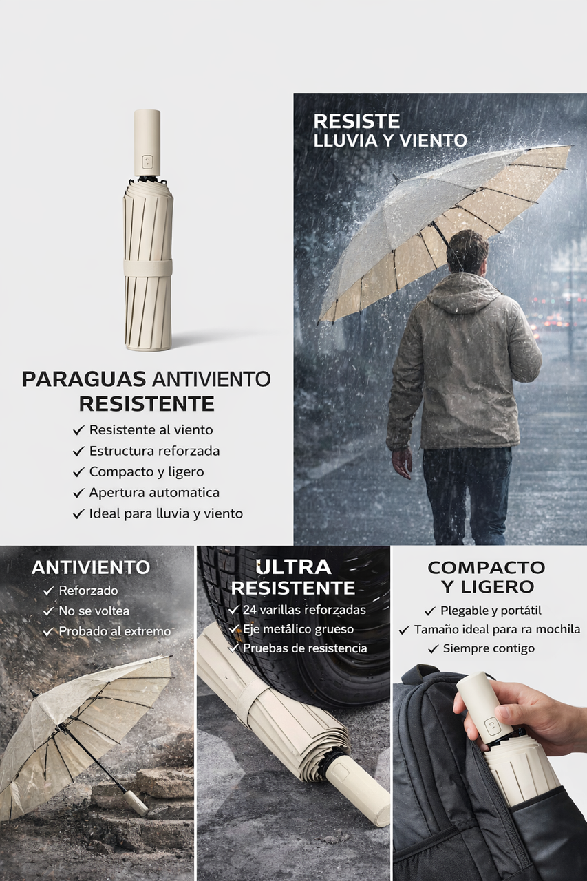 Paraguas Compacto Automático - Protección UV Total